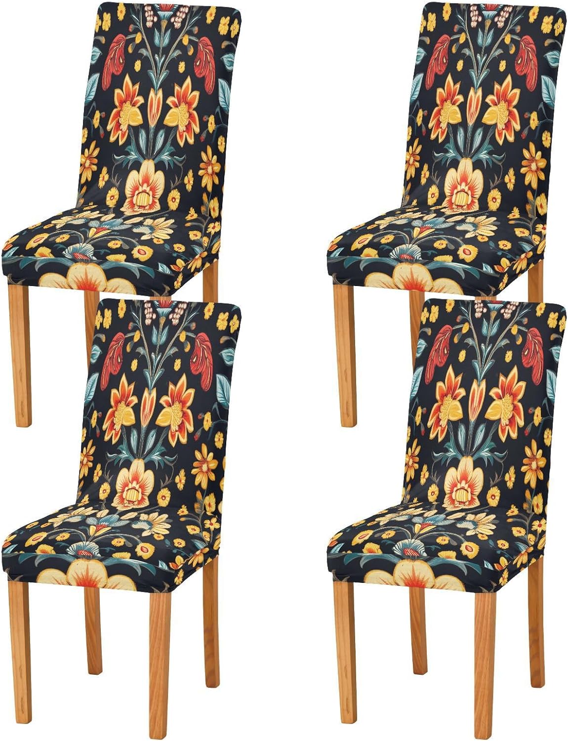 ALAZA Chair Covers for Dining Room, Abstrac Ethnic Floral Stretch Chair Cover Sets Chair Protector Removable Washable for Ktichen Restaurant Hotel