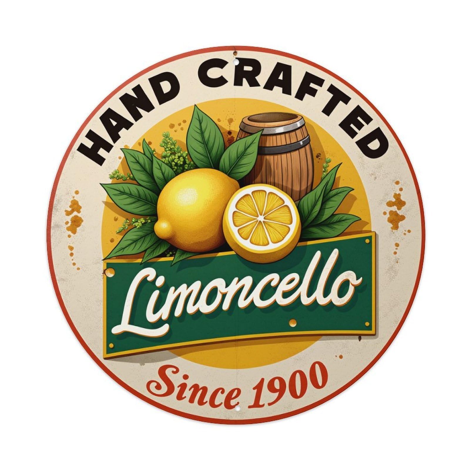 Jdfenggu Vintage Hand Crafted Limoncello Since 1900 Retro Metal Tin Sign, Metal Poster For Bar, Home, Man Cave, Kitchen, Laundry Room Art Decor 8X8 Inch