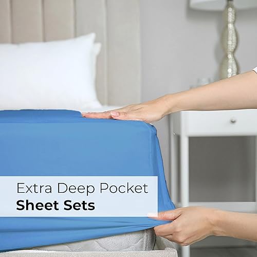 Miniatura 9 de CGK Unlimited - Sábanas de bolsillo extra profundo - Juego de sábanas de 7 piezas - Sábanas de tamaño King divididas de bolsillo profundo - Sábanas