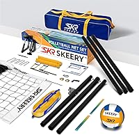 Vista 7 de Juego de red de voleibol resistente al aire libre, diseño anti-hundimiento, postes de aluminio ajustables, red de voleibol portátil para patio