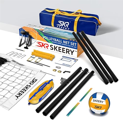 Miniatura 7 de Juego de red de voleibol resistente al aire libre, diseño antideslizante, postes de aluminio ajustables, red de voleibol portátil para patio