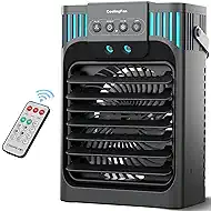 Portable air conditioning fan with remote control, silent with 3 speeds, cooling fan of 1200 ml Personal Air Cooler Fan with 3 Mist, 7 Night Light, 8H Timer, Small Air Conditioner for Bedroom Office