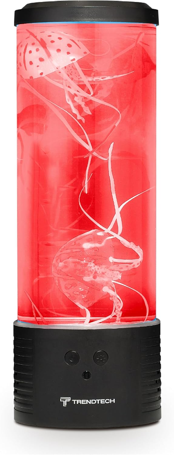 Lumina Jellyfish Mood Lamp illuminated with red light.