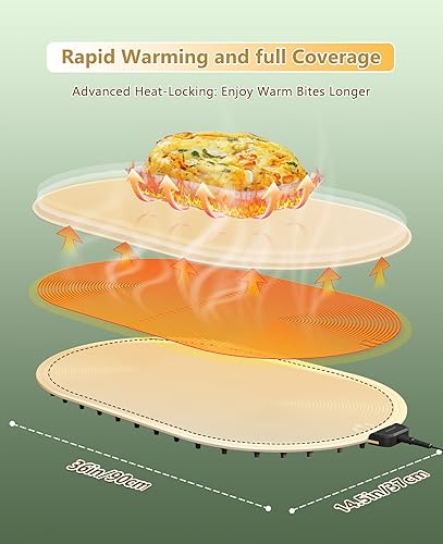 Miniatura 4 de Tapete de calentamiento para alimentos, calentadores de alimentos de temperatura ajustable para fiestas, bufé con temporizador, bandejas de silicona
