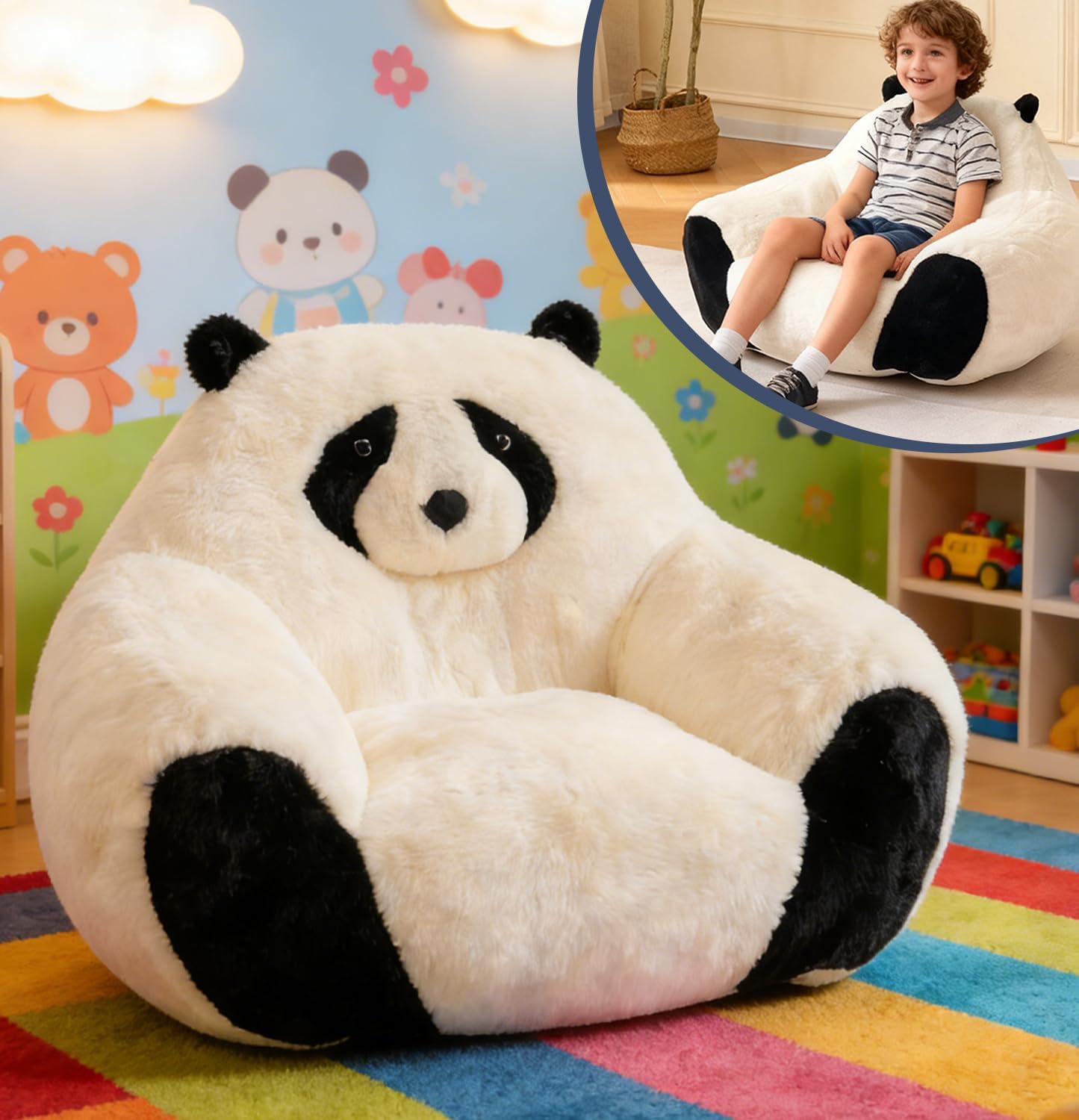 Bean Bag Chairs for Kids/Teens/Toddlers, Oversized Boneless Couch Chair, Comfy Foam Beanbag Lazy Sofa with Fluffy Faux Fur for Living Room, Bedroom, Reading Room, Gaming Room, Lounge, Small Spaces