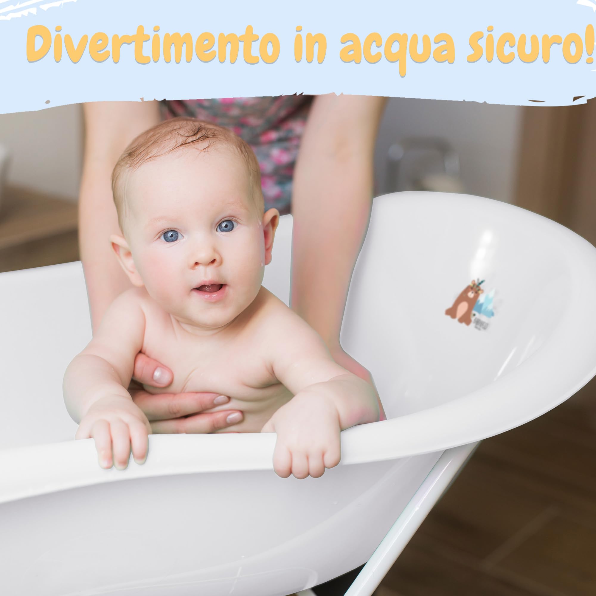 Vasca da bagno per bambini con struttura, set da 7 pezzi, certificazione TÜV Rheinland, vasca da bagno + seggiolino per vasca da bagno + supporto + scarico + vasino + sgabello + sedile WC per bambini