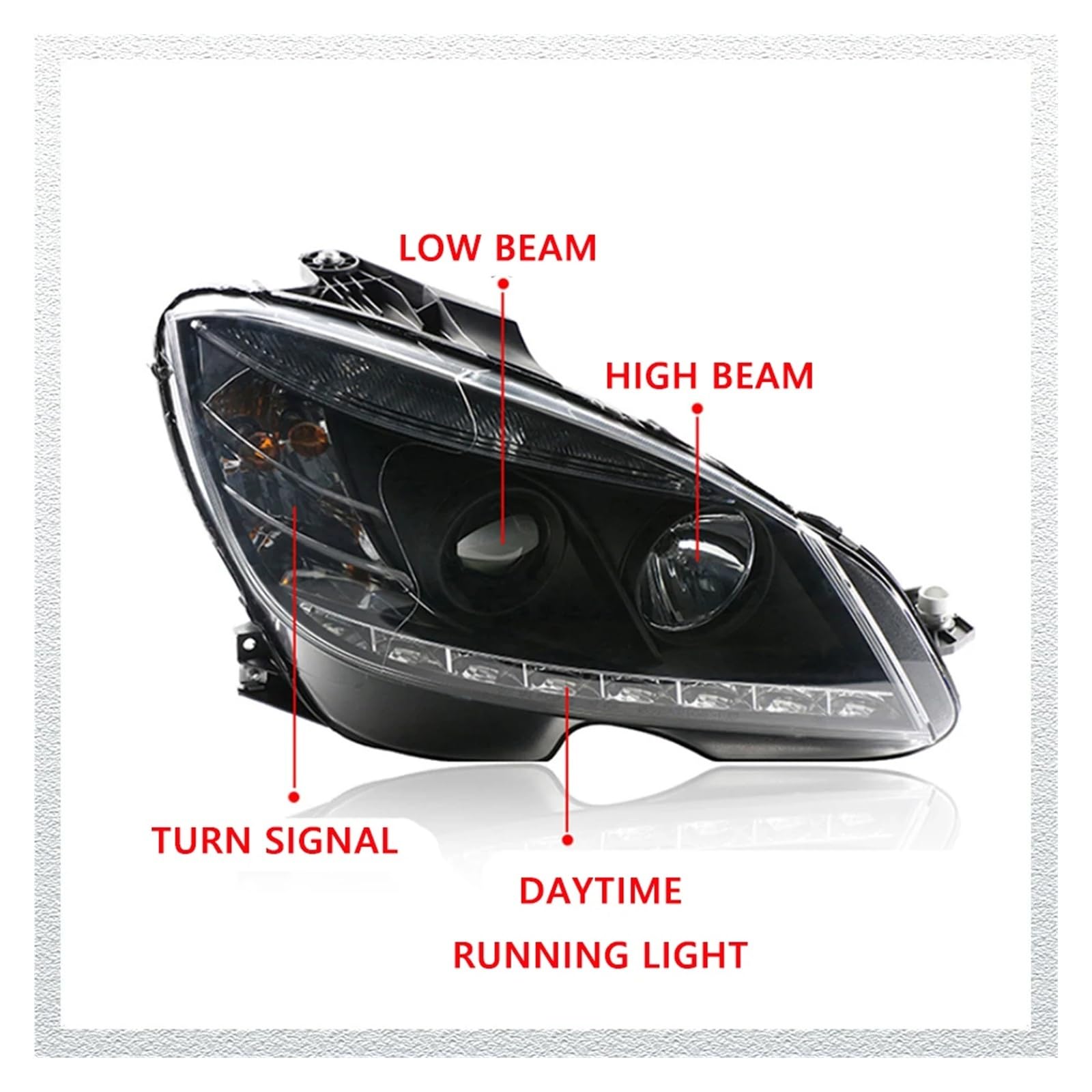 Pasuje do Merc//edes W204 07-10 EMARK Led DRL reflektor samochodowy montaż sygnału akcesoria samochodowe zmodyfikowana lampa reflektory LED(Low led high halogen)