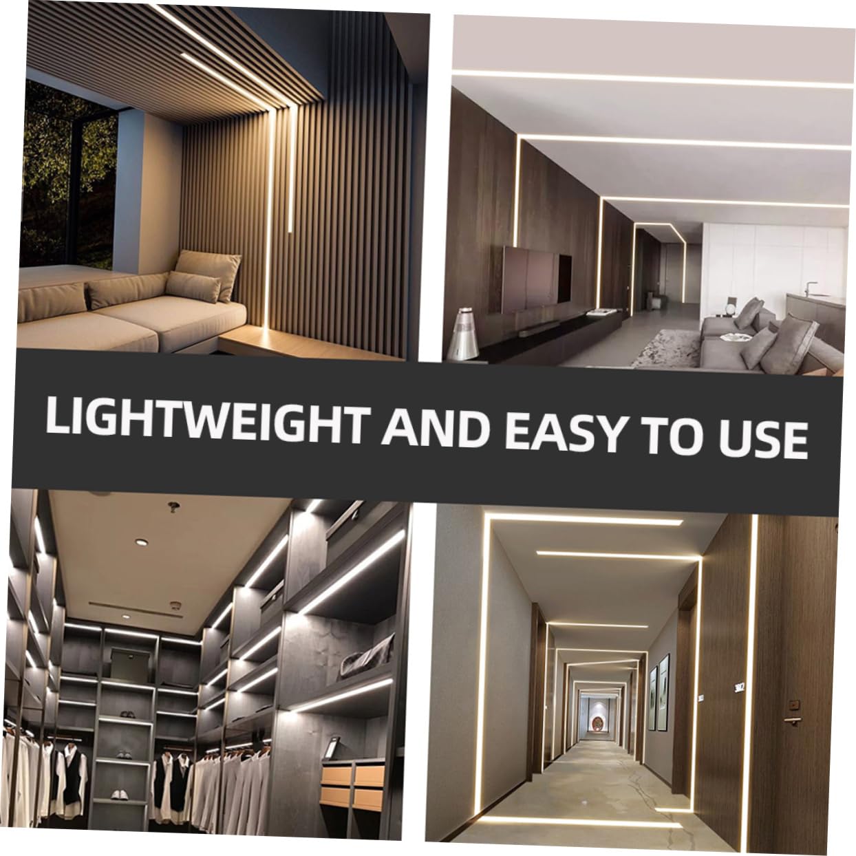 Alipis 8sets U-Shape Led Strip Light Housing Kit of Aluminum Channel Diffuser Easy Installation for Decor Led Light Strip Cover