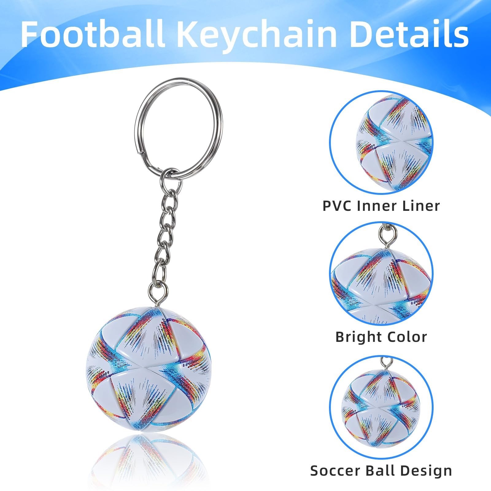 Portachiavi Calcio Bambini e Adulti, Portachiavi Sportivi per Zaino, Cartella e Borse, Accessorio Decorativo e Gadget Calcio, Regalo per Tifosi e Amanti del Calcio, Bomboniere Feste Sportive - 3