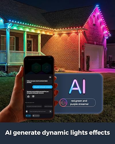 Miniatura 7 de Luces permanentes para exteriores con control remoto, 150 pies con 90 luces LED RGB-IC para iluminación diaria y festiva, IP67 impermeable, más de