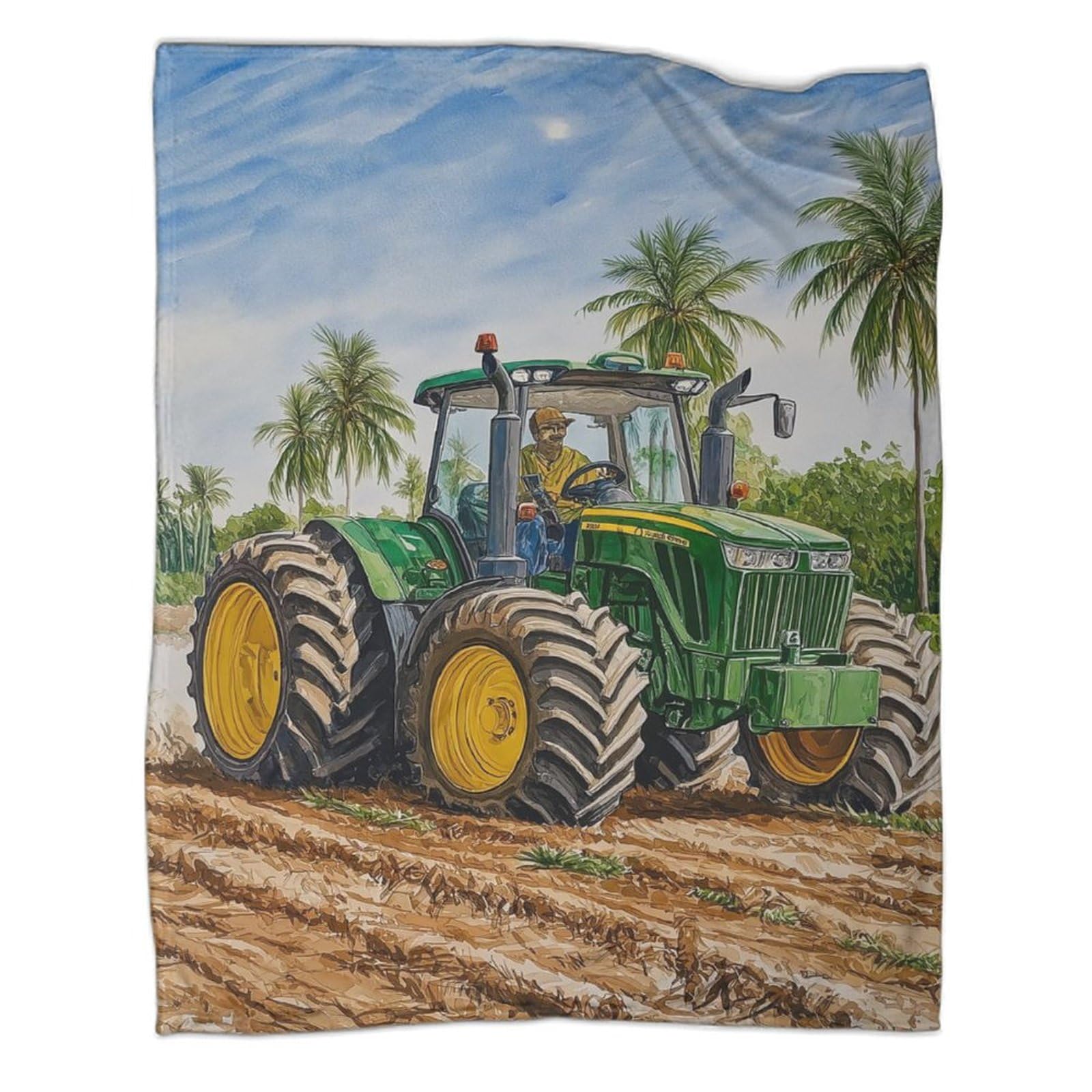 Plaid de voyage motif tracteur pour canapé et lit, idéal pour les soirées cocooning