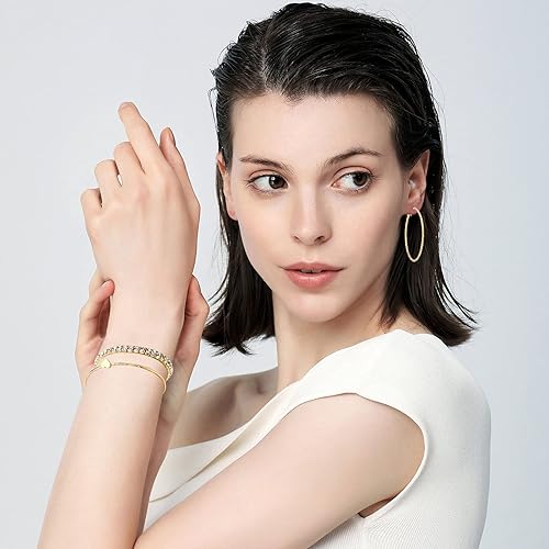 Miniatura 2 de AROIC - Juego de 38 piezas de joyería de oro con 4 collares 10 pulseras 24 aretes de argolla para mujeres y niñas bisutería regalo de joyería de