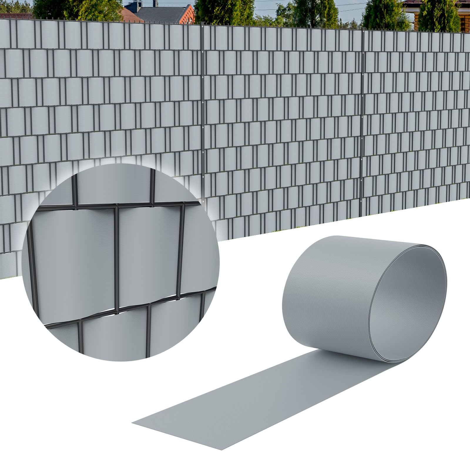 Yakimz Inkijkwerende stroken voor dubbelstaafmatten, 130 m x 19 cm, pvc, incl. 80 clips, inkijkbescherming, weerbestendig, 450 g/m², voor tuinhek, balkon, dubbelstaafmat hek, antraciet