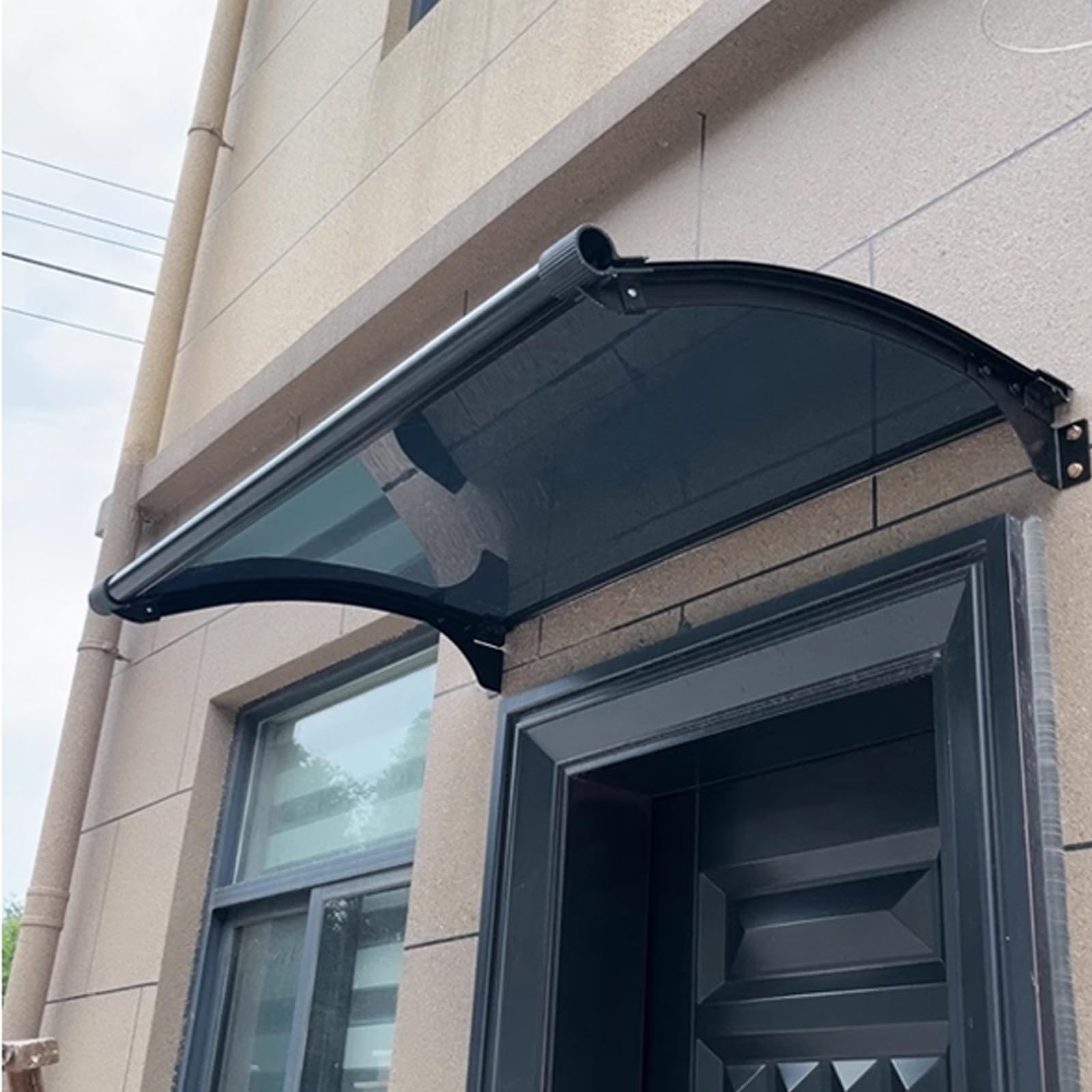 Auvent d'extérieur en polycarbonate 100x220cm pour porte d'entrée et porche