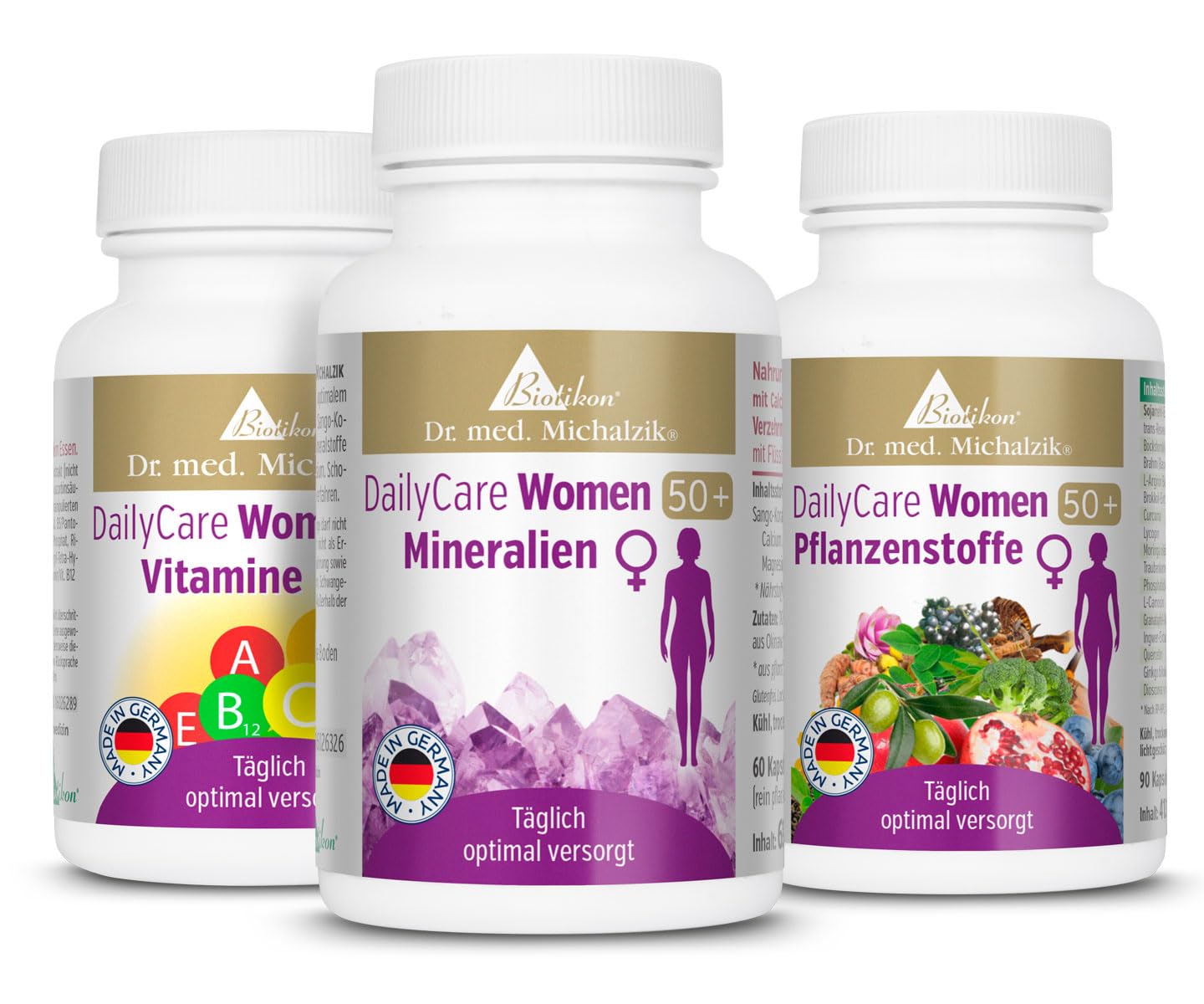 DailyCare Women 50+ Dr. Michalzik, 51 mg Resveratrol, 180 Kapseln | Mit Soja-Isoflavonen, Resveratrol, Curcuma und Traubenkernextrakt OPC • eigene deutsche Produktion • ohne Zusätze
