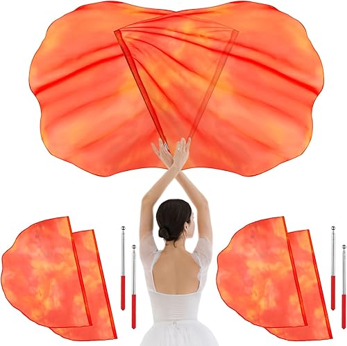 Vista 17 de Juego de 4 Banderas de Adoración para Danza de 29.5 x 39.3 Pulgadas, Banderas de Alabanza para Iglesia con 4 Varillas Escalables para Niñas