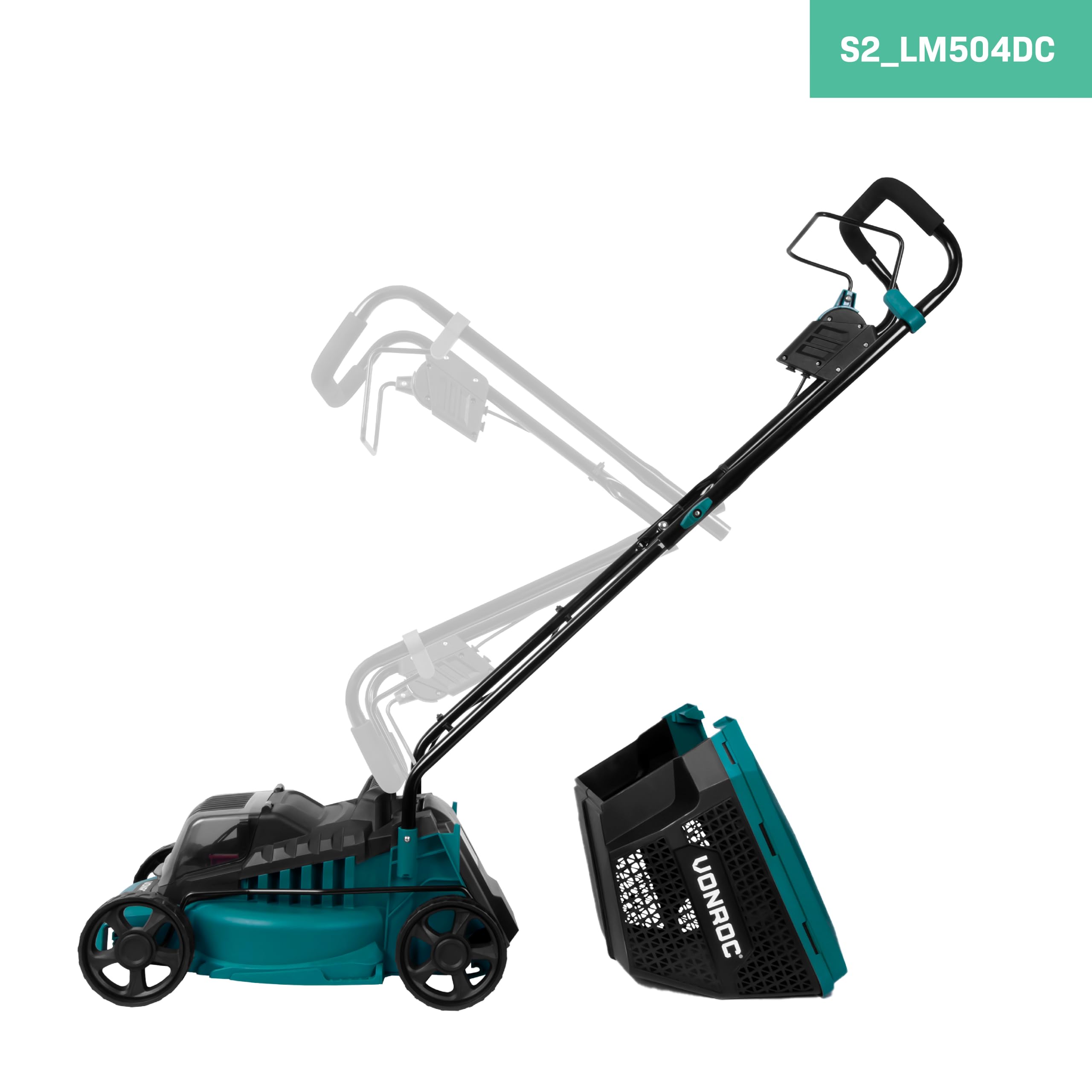 VONROC Tondeuse à Gazon sans Fil 40V - Moteur Compact et Léger - Bac à Herbe 30 L, Hauteur de Coupe Réglable 30 à 70 mm - Moteur sans Balais à Charbon - 2X Batteries 2.0Ah + Chargeurs Inclus
