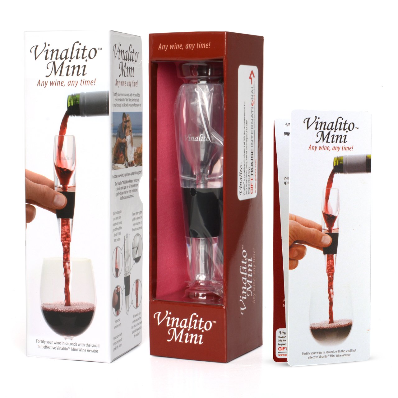 VINALITO Mini Travel Wine Aerator and Decanter with Velvet Travel Pouch, Clear