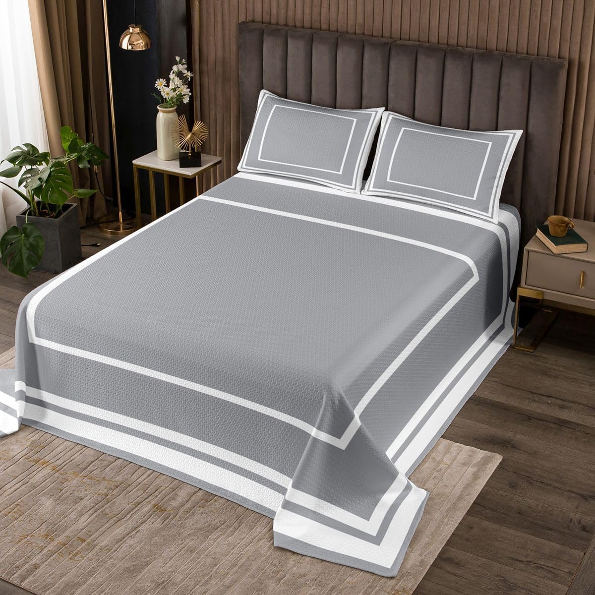 Feelyou Navy Blue Square Bedspread Quilts Geometric Modern Coverlet Set King Size for Kids Boys Girls Abstarct Striped Minimalists Quilted Coverlet for All Season with 2 Pillowcases Microfiber