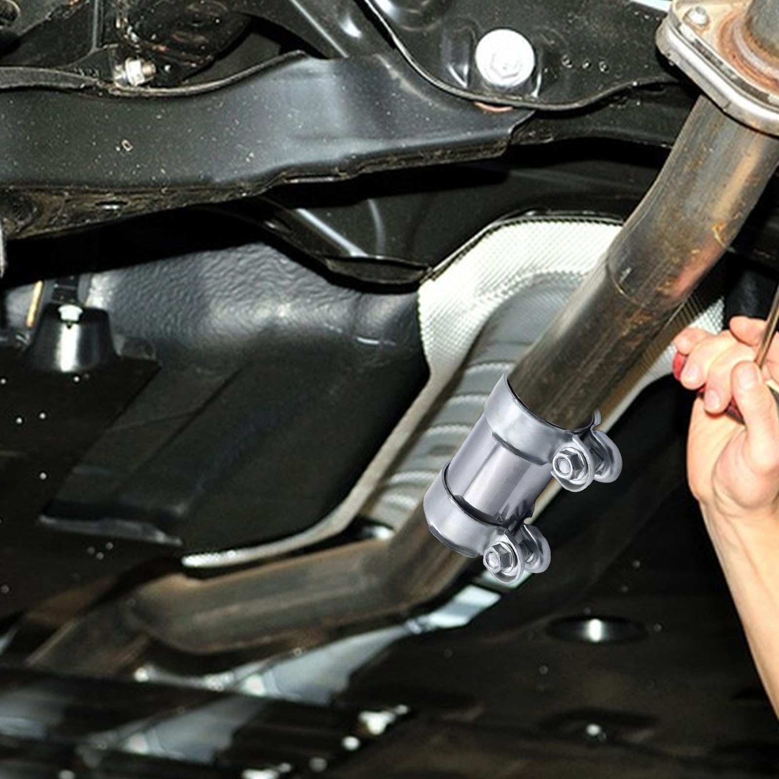 Collier d'Échappement, Collier de Bande d'Échappement en Acier Inoxydable Collier de Tuyau Silencieux 2,5 Pouces Durable et Légère Connecteur de Tuyau de Auto Voiture