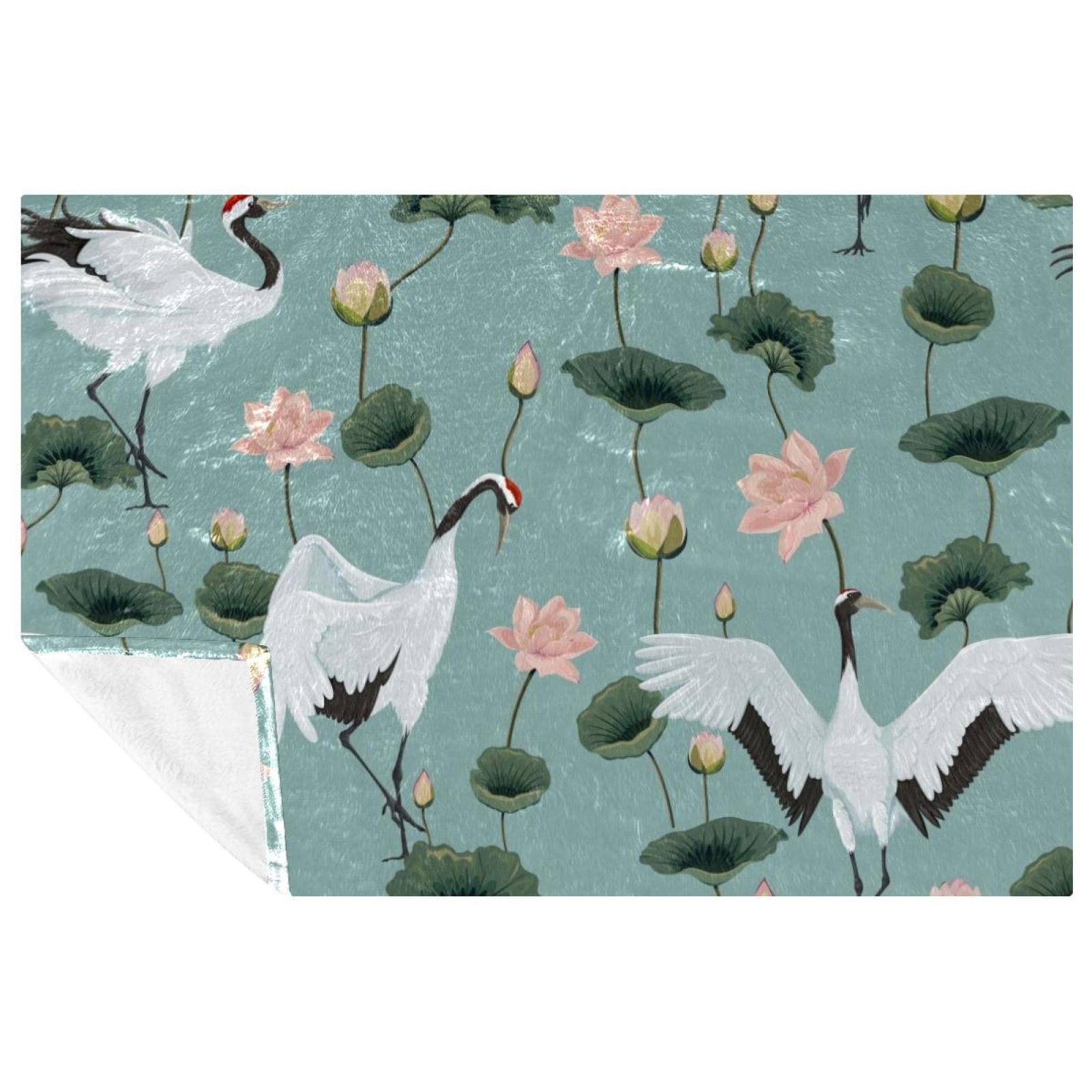 Plaid chaud grues japonaises et lotus pour vos soirées cocooning et camping
