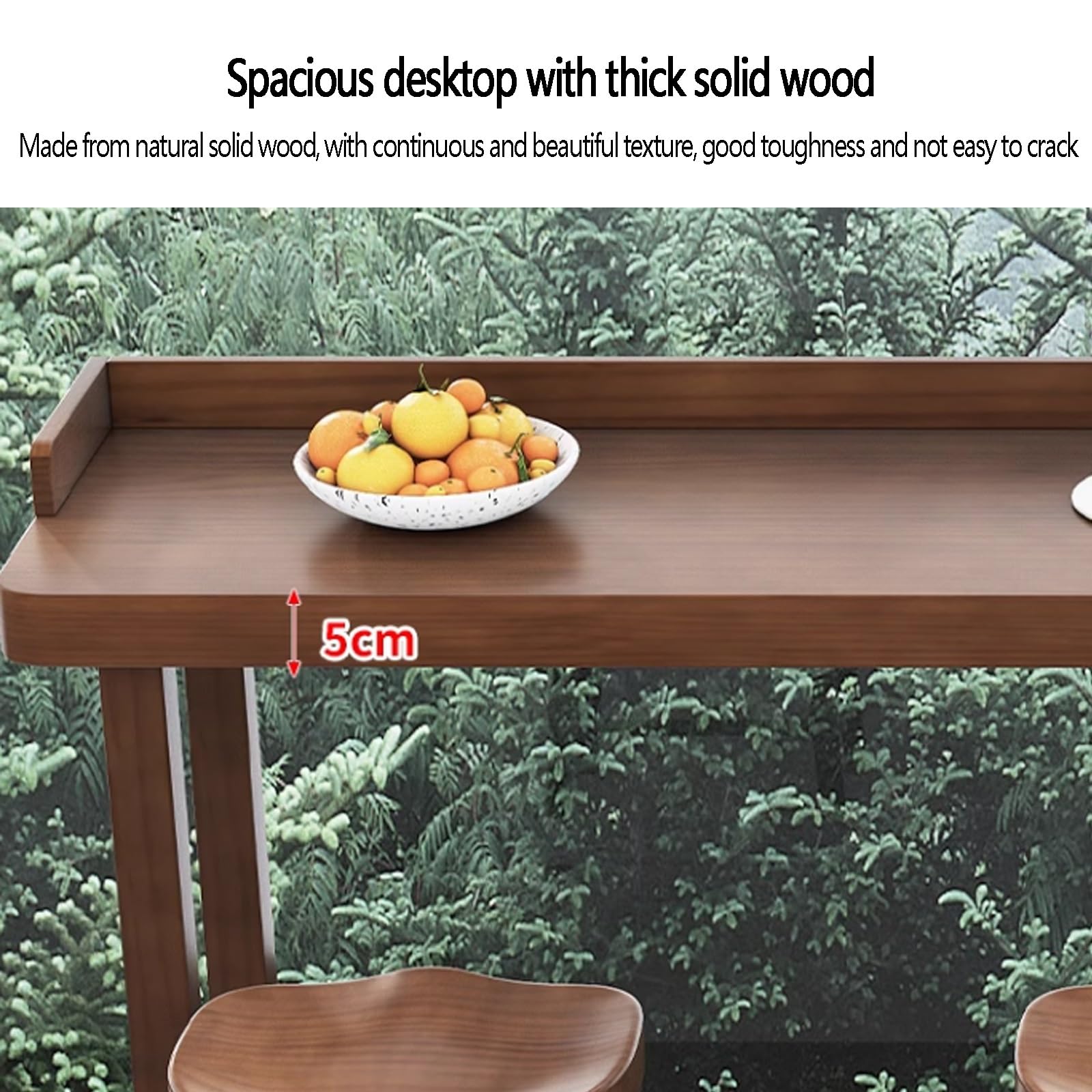 Tavolo da Bar Rettangolare Live Edge - Tavolo da Pranzo Industriale con Piano in Pino e Base in Legno massello, Altezza bancone per Cucina, Pub o Patio - Design Stretto, sgabelli Non Inclusi