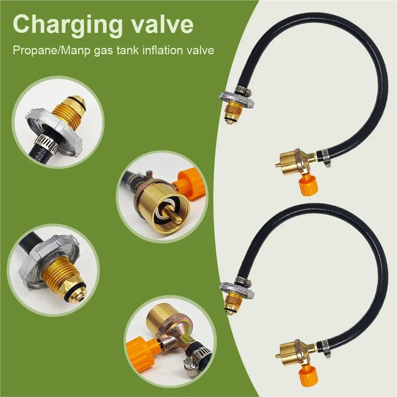 Adaptador de manguera cilíndrica, adaptador de recarga de propano, conexión de gas de cobre con válvula de control de encendido y apagado