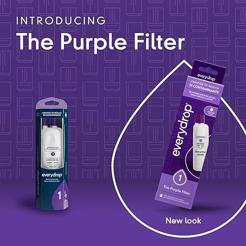 Miniatura 2 de everydrop by Whirlpool Filtro de refrigerador para hielo y agua 1, EDR1RXD1, paquete individual, morado