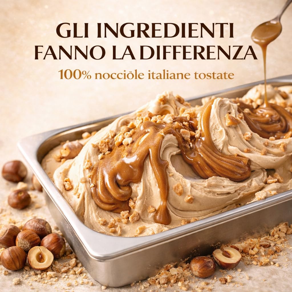Dolcincasa-Pasta di Nocciole Italia Pura 100 % per Gelato Alla Nocciola, Creme e Dolci Qualita' Mortarella Senza Addensanti, 1 Kilograms