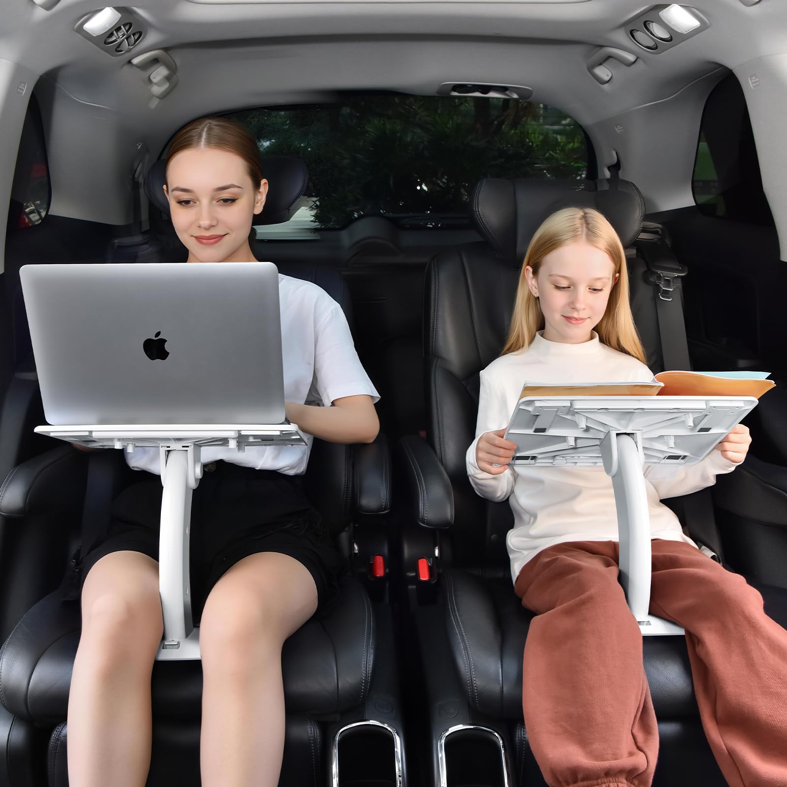 DICMKY Car Seat Tray Table, Adjustable Travel Tray for Kids/Adults, Car Lap Desk for Laptop Computer Tablet Book, Front Passenger/Rear/Driver Seat