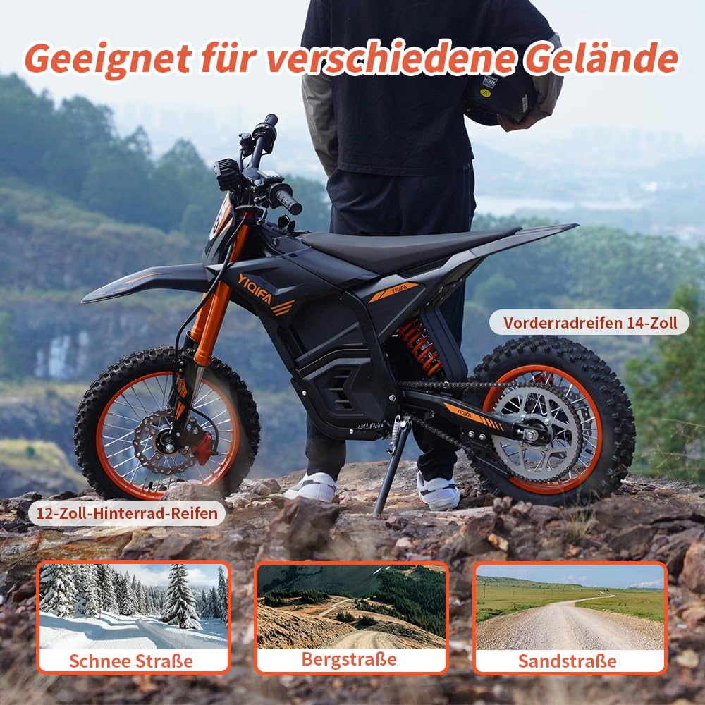Yiqifa Hohe Leistung, Elektrisches Motorrad,Elektro Motorrad Kinder ab 13 Jahre,Scheibenbremsen, Max 120kg