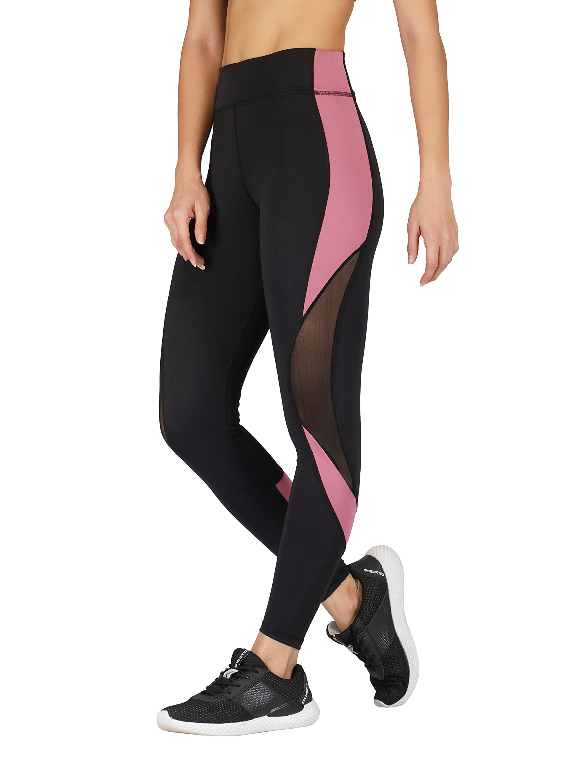 Campus Sutra Imperative Quick Dry Gym Yoga Workout Sports Tights for Women with Pocket | Outdoor Running Slim Fit Pants for Women | Women Leggings (Blush, XL) in pink