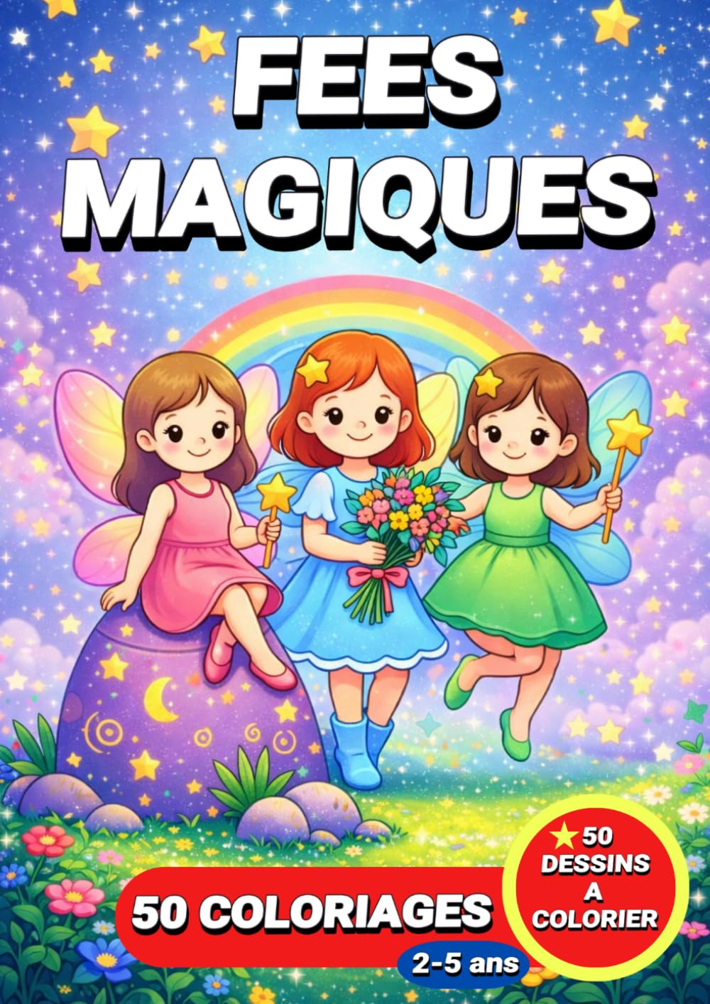 Fées magiques: Livre de coloriage fées magiques pour enfants – 50 coloriages pour les enfants de 2 à 5 ans (JemColorier)
