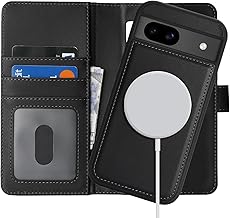 Havaya Google Pixel 8a Case, Notebook Type, MagSafe, Pixel 8a Case, Card Storage, MagSafe Compatible Case, Shockproof, Full Protection, Faux Leather, [Separated 2 in 1] Stand Function, Wireless
