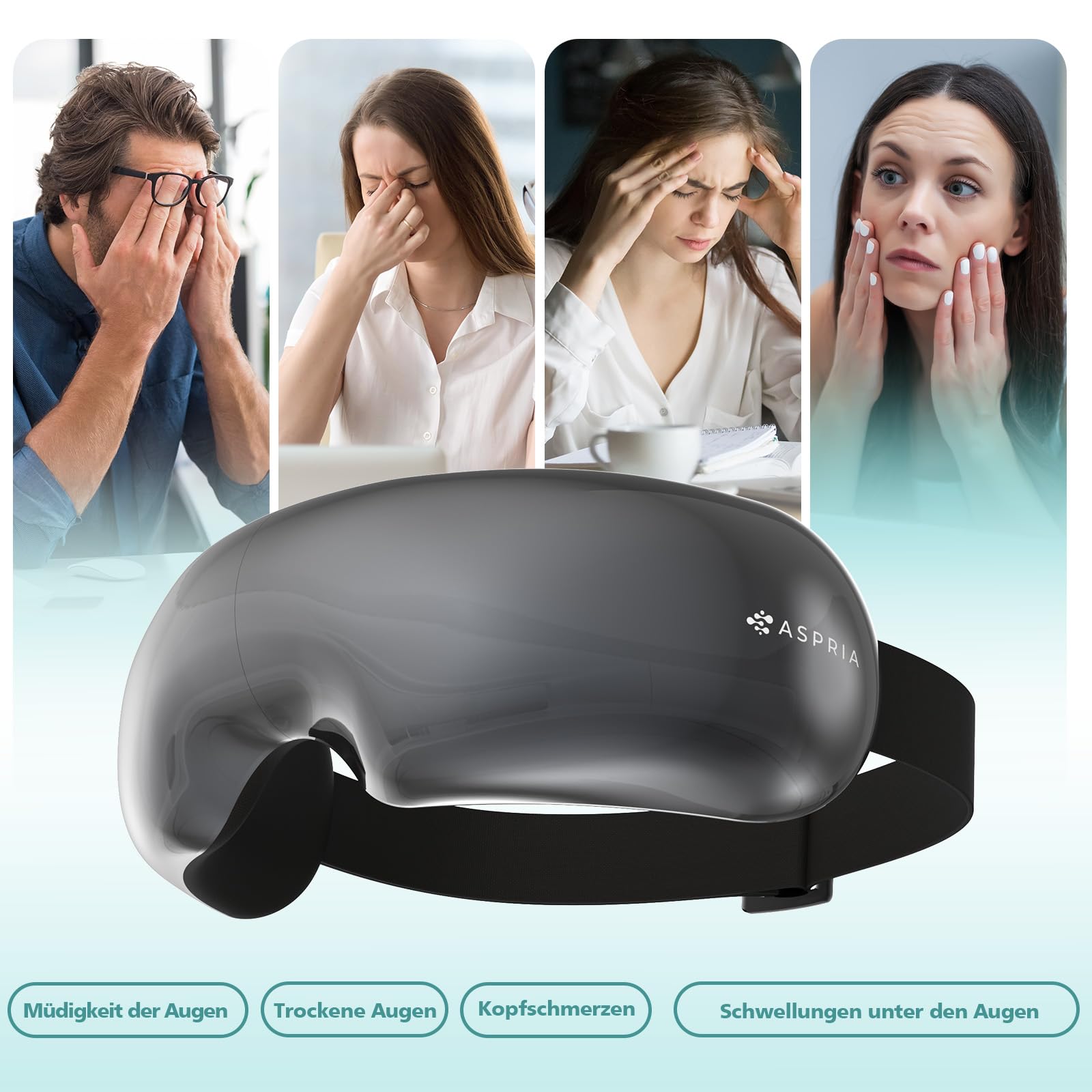 Eyecloud Vision - Augenmassagegerät mit Wärme & Bluetooth-Musik, Sichtbarem Design, Luftdruckmassage, Augenentspannung für Müde/Trockene Augen, Geschenk für Frauen, Männer, Freunde und Familie