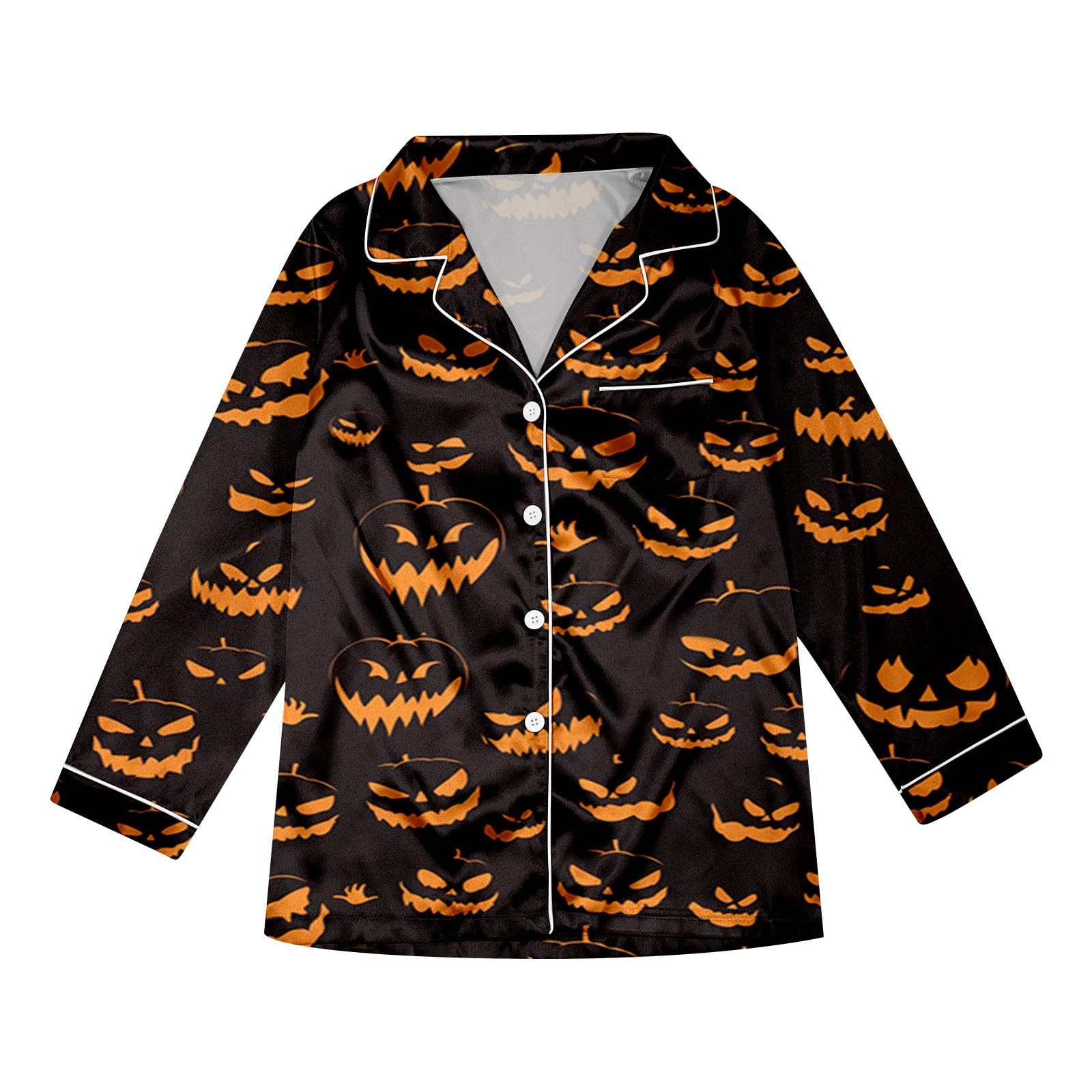 Generisch Passender Familienpyjama Halloween Papa langärmelig seidenartig Nachtwäsche Kostümparty Outfit für Fest
