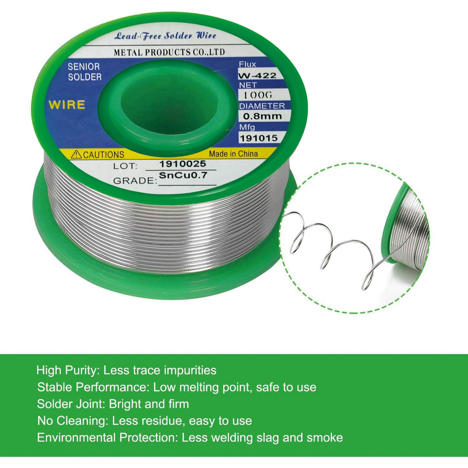 Saldare, saldatura senza piombo con anima di colofonia (Sn99.3 Cu0.7/0.8mm, 100g)