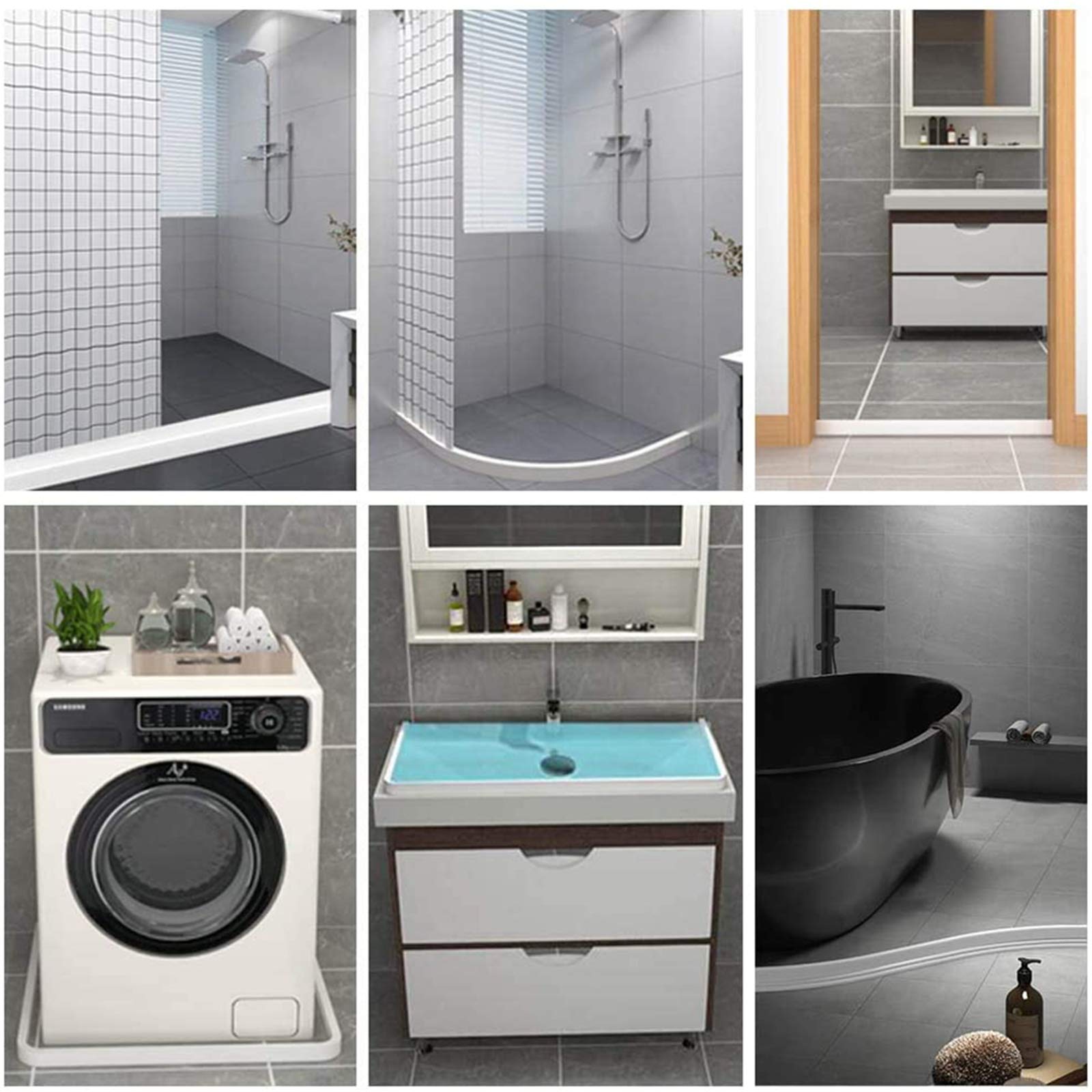 Junta de silicona impermeable para puerta de ducha para habitación húmeda y baño, 200 cm, autoadhesiva, flexible, evita el desbordamiento de agua, ideal para separación húmeda y seca