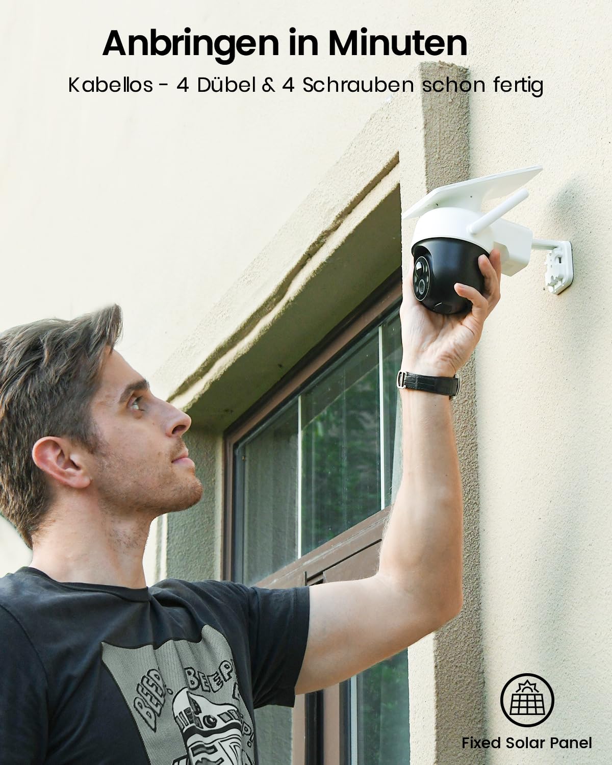 aosu 2K Überwachungskamera Aussen Solar Akku 3MP 360 PIR-Bewegungserkennung | Integrierter Solarpanel Automatische Verfolgung Kamera Überwachug Aussen Farb-Nachtsicht Ton- & Lichtalarm 2-Wege-Audio IP65