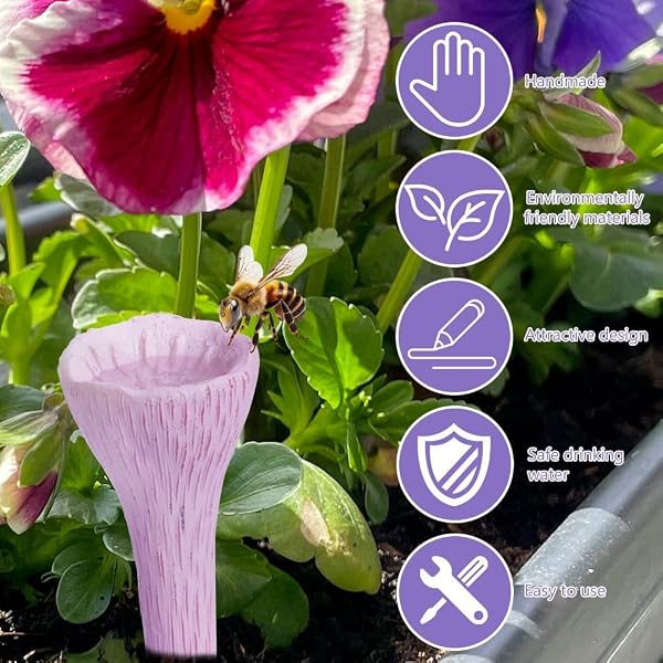 5 Stazioni per bere insetti, Bar per api, Abbeveratoi per il giardino, Tazze colorate per api (B) - 5