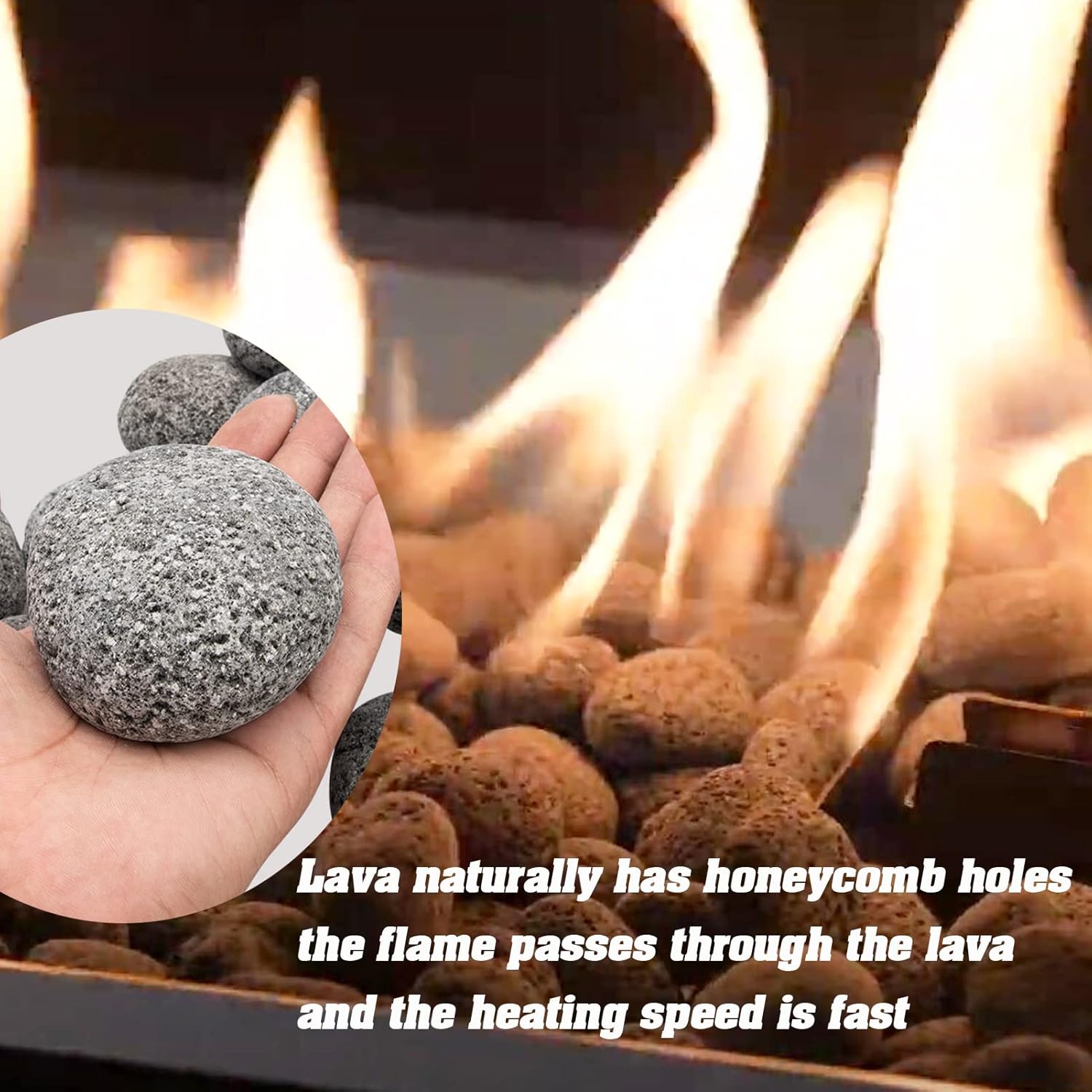 Black Lava Rocks for Fire Pit, Natural fire Rocks, 2"-3" firepit Rocks, 10 Pound, for Gas Fire Pit and Fireplace