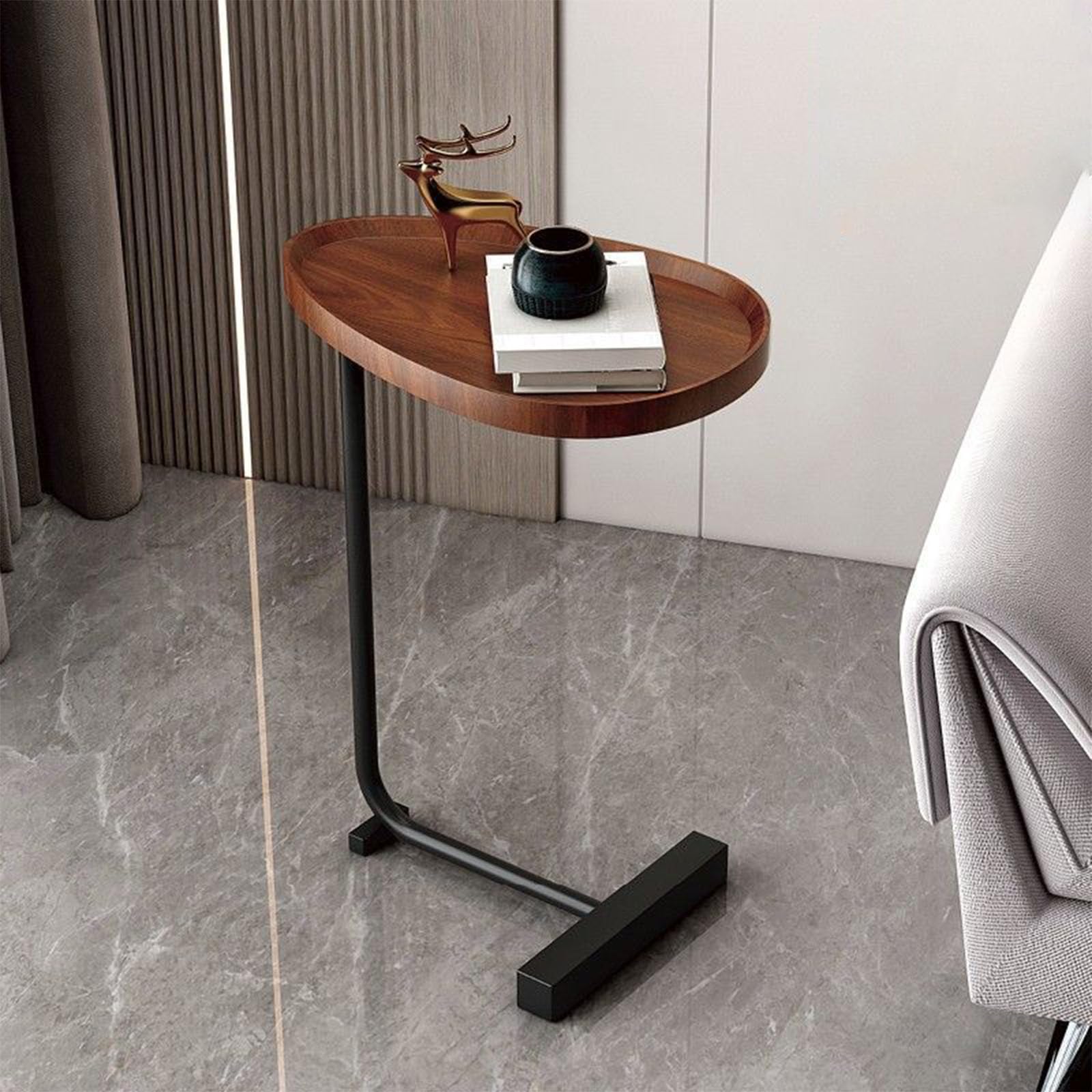 C Table End Table Couch Tables, Small Side Table, Modern Side Table, End Table with C-Shaped Metal Legs for Living Room, Table Nightstand for Bedroom, Sofa Tray Table for Couch Arm 30 * 36 * 72CM A