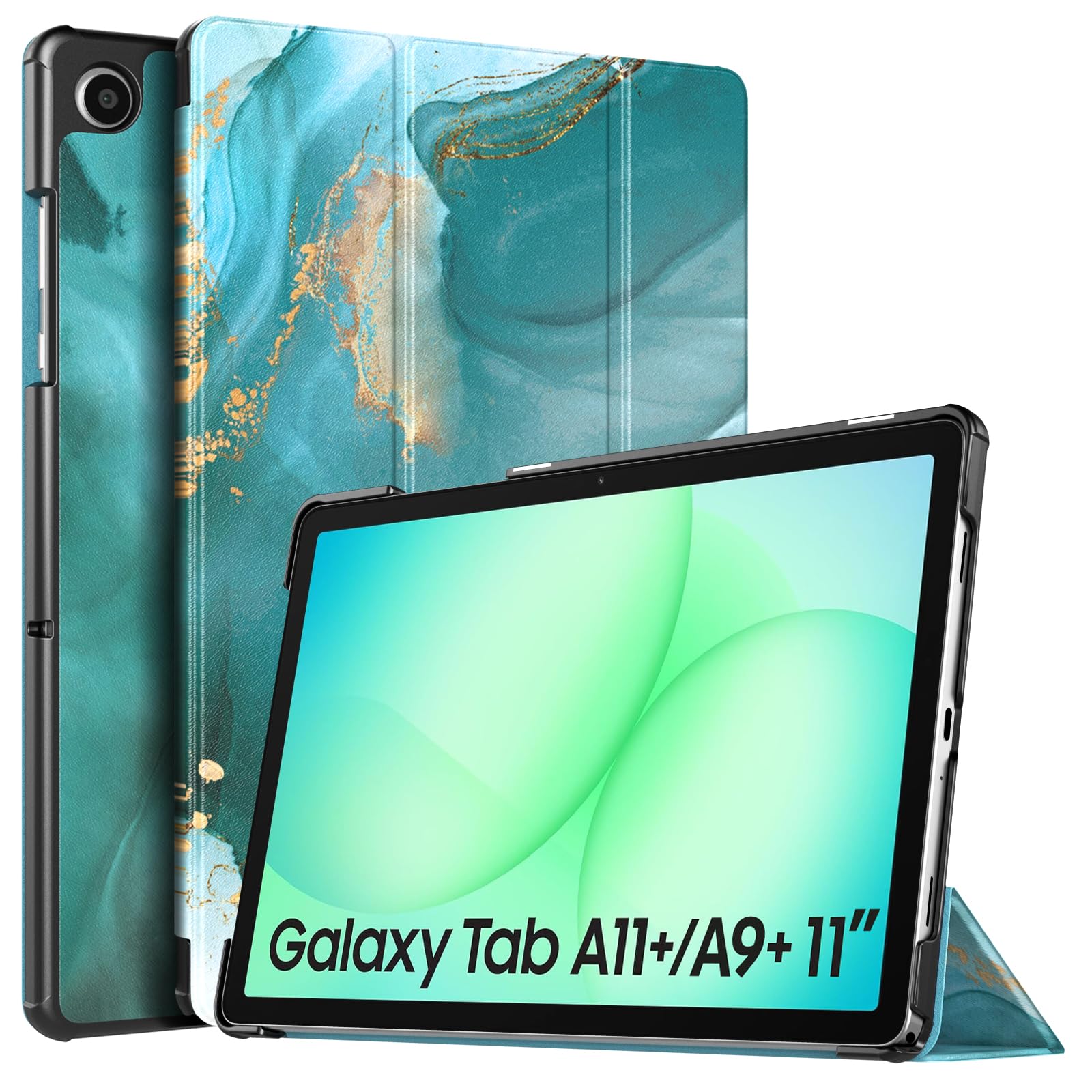 TiMOVO Cover per Samsung Galaxy Tab A11+ Plus/A9+ Plus 11 Pollici (2025/2023), Custodia Protettiva Leggera e Sottile con Cover Rigida, Auto Sveglia/Sonno, Blu Pavone Setoso