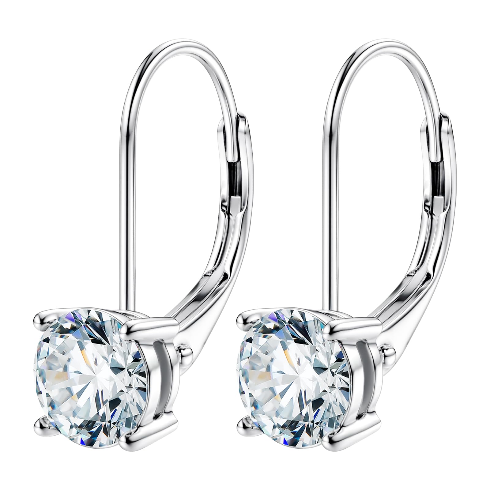 925 Sterling Silver Moissanite Dangle Hoop Earrings, 18K Gold Plated Dainty 1 Carat D Color VVS Clarity Lab-Grown Hoop Drop Earrings for Women
