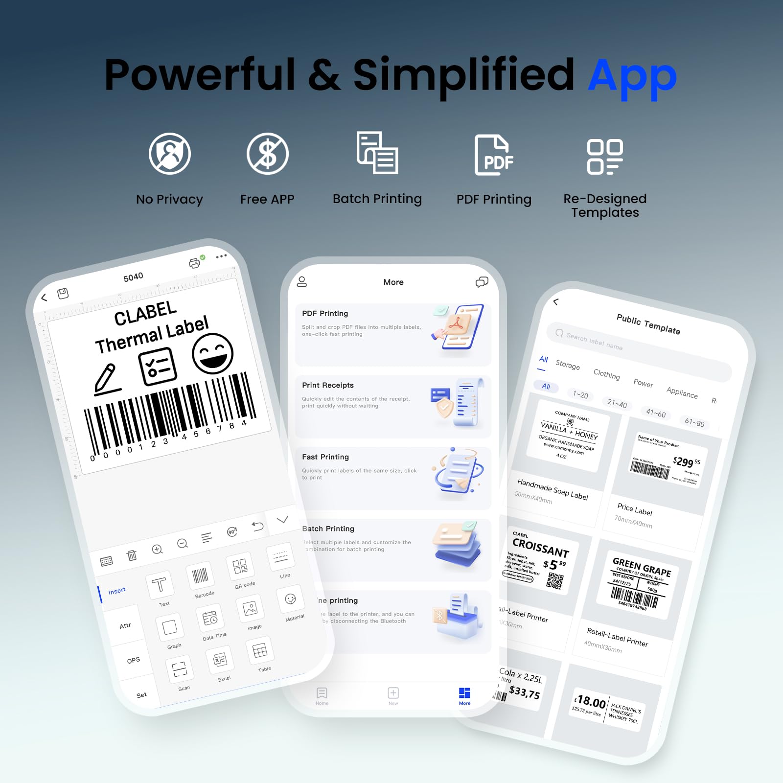 CLABEL Mini Stampante Etichette Portatile 221B Bluetooth Termica Etichettatrice Adesive Codice a Barre iOS Android Label Printer