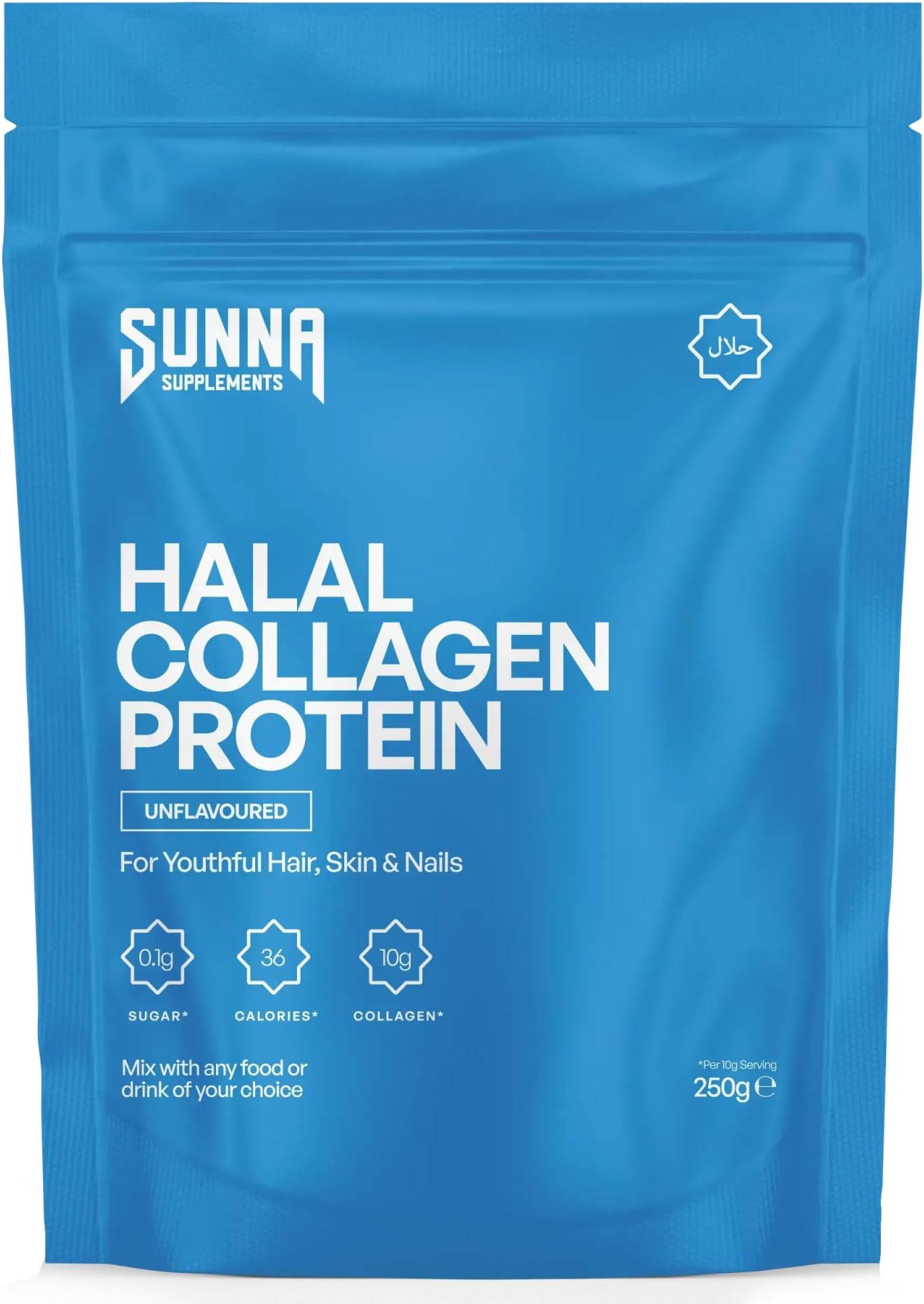 SUNNA SUPPLEMENTS Grass-Fed Halal Collagen Powder - Type I & III Hydrolyzed Bovine Peptides for Joint, Skin, Hair & Nail Support - High Protein, Gluten-Free, Keto & Paleo Friendly - Unflavored