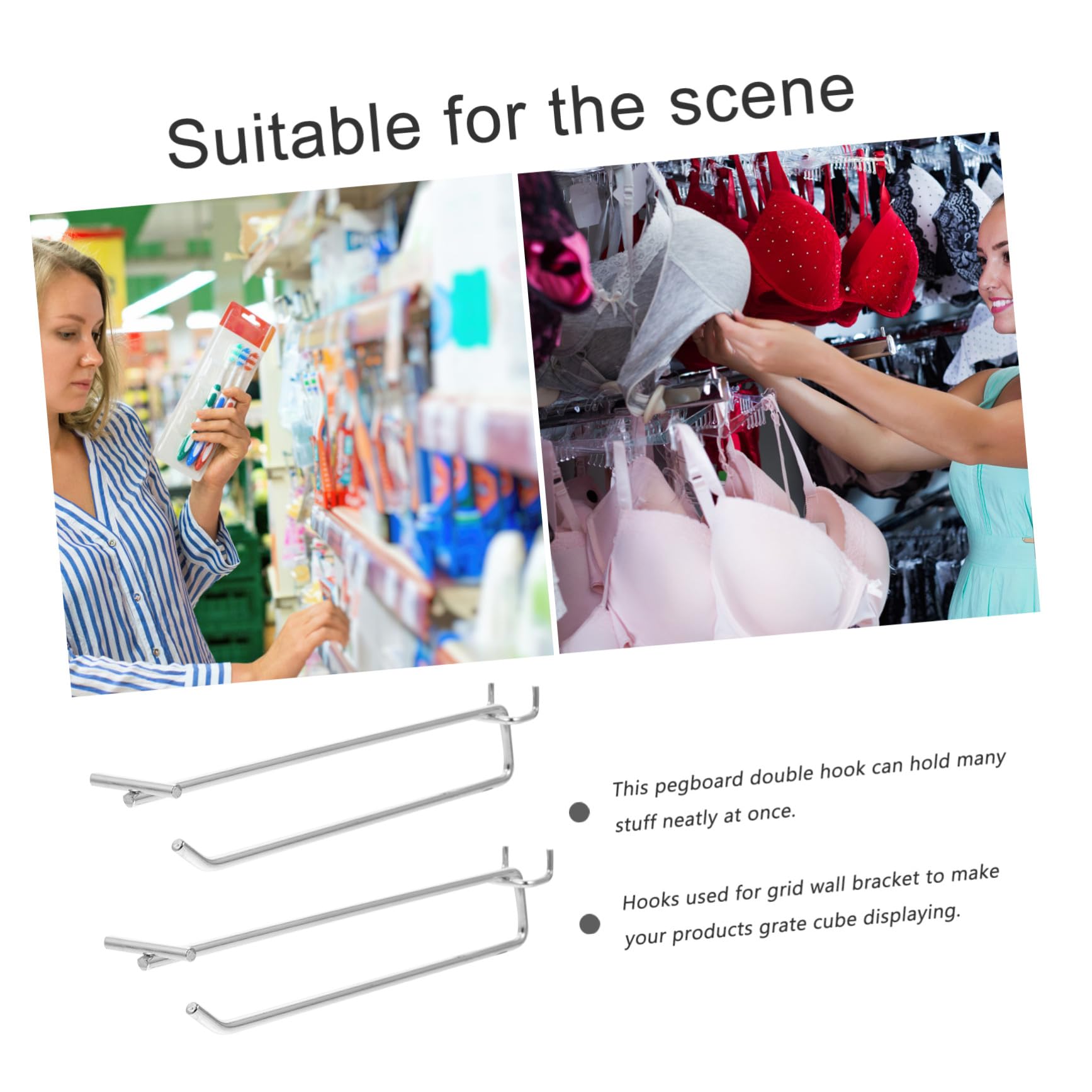 6 Stück Teiliges Pegboard Haken Metall Lochabstand Supermarkt Anzeige Haken mit Preisschildhalter Lochwand Organizer Langlebig Kratzfest