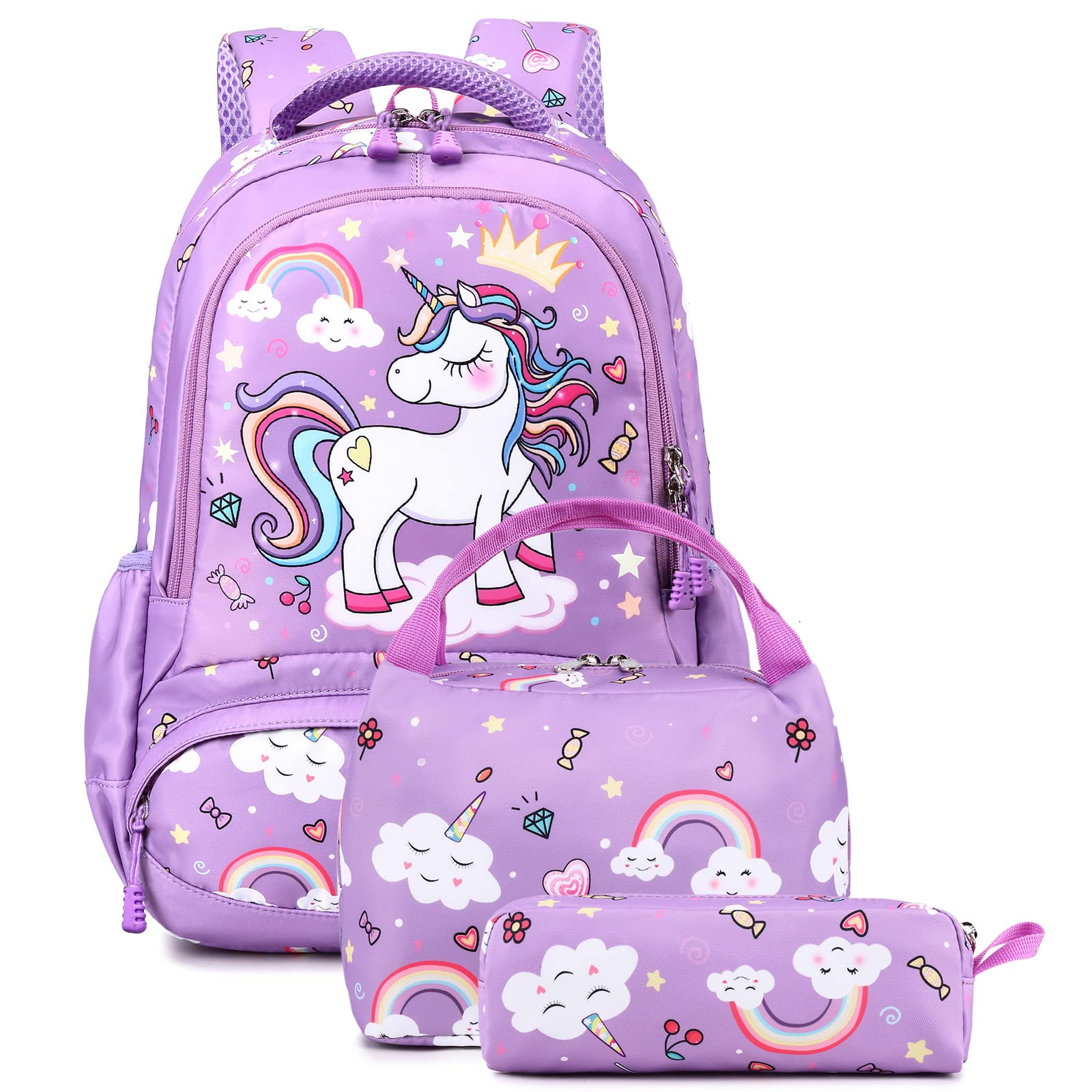 Kimwadalh Mochilas Unicornio Mochila Infantiles Niñas Set de Mochila Escolar Primaria Niñas Bolsa de Escolar para Niños Mochilas Unicornio para Niñas