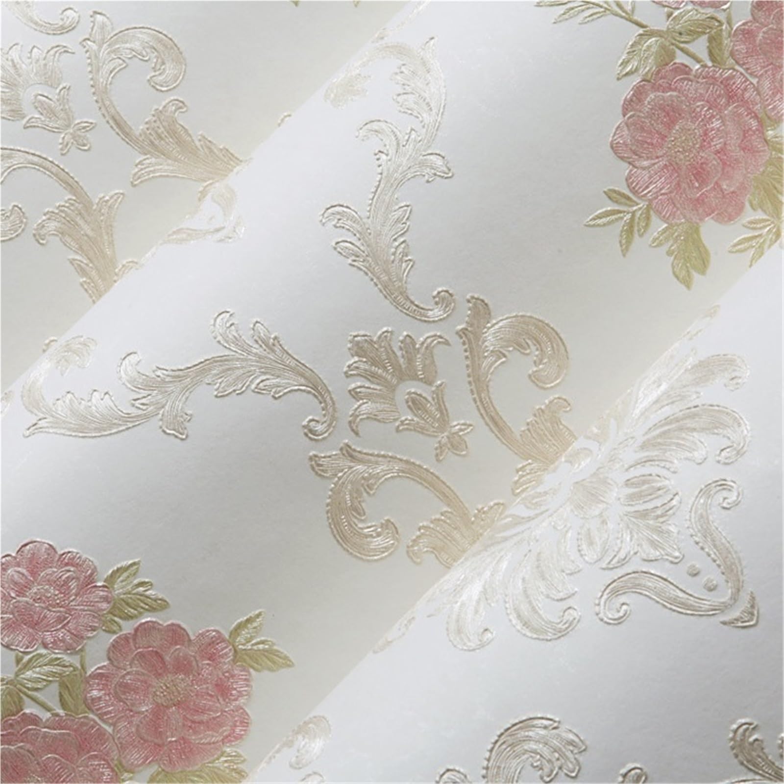 Carta da Parati Carta da parati autoadesiva in tessuto non tessuto 3D for camera da letto, soggiorno, TV, sfondo, adesivo da parete for ristrutturazione(White,3.0m(width 53cm))