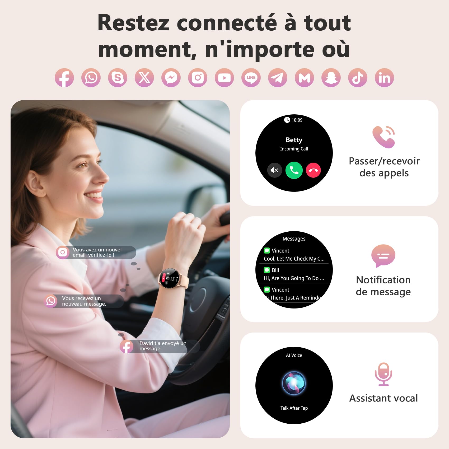 Blackview Montre Connectée Smartwatch Hommes Femmes - Écran AMOLED 1.43", Appels Téléphoniques Directs, Moniteur Fréquence Cardiaque 24/7 et Sommeil, Compatible Android iOS, Montre Sport Étanche IP68